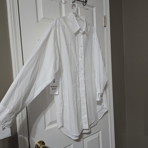 NWT Aritzia Sunday Best Future Shirt, Oversized White Cotton Poplin Button Up. - Picture 3 of 12